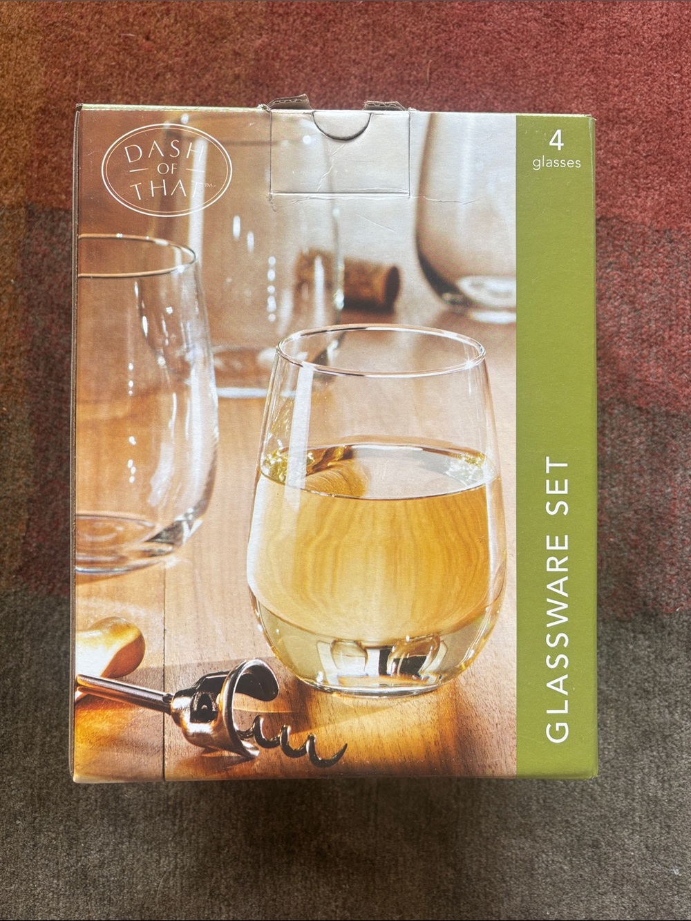 NIB - 'Dash of That' Stemless White Wine Glass Set 4pc - 16.75 oz